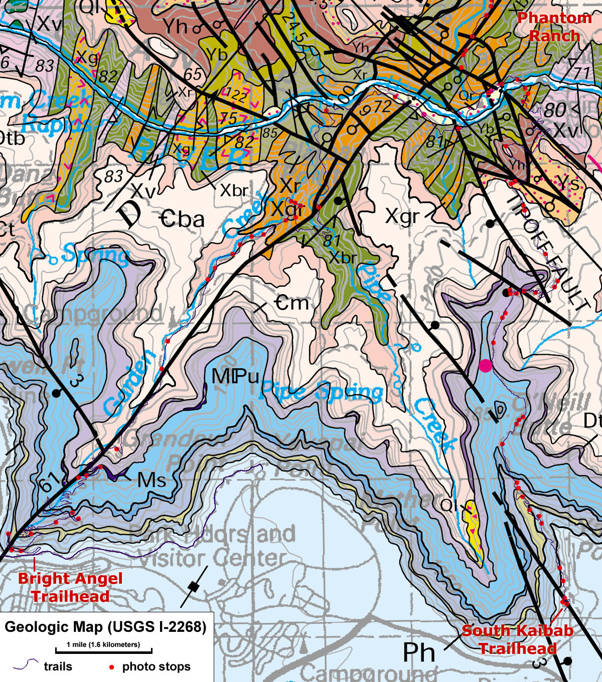 Figure 2. Expanded view of Grand Canyon geologic map.
